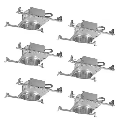 HALO 6 in. Aluminum Recessed Lighting Housing for New Construction Shallow Ceiling, Insulation Contact, Air-Tite (6-Pack)