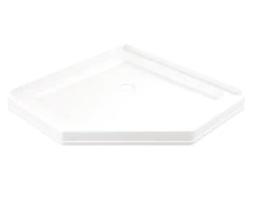 Delta 38 x 38 Corner Shower Pan Base with Corner Drain in White