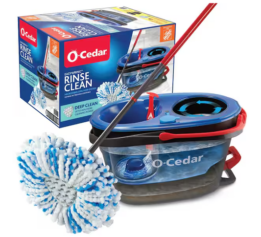 O-Cedar Easy Wring Rinse Clean Deep Clean Microfiber Spin Mop and Bucket System