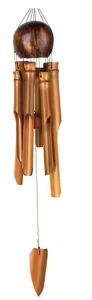 Woodstock Chimes Asli Arts Collection, Whole Coconut Bamboo Chime, Medium 25 in. Bamboo Wind Chime C201