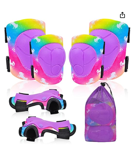 Knee Pads for Kids Adjustable Protective Gear Set with Mesh Bag Knee Pads and Elbow Pads Wrist Guard