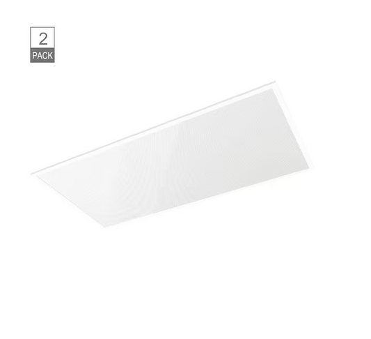 CE 2 ft. x 4 ft. White Integrated LED Flat Panel Troffer Light Fixture at 8000 Lumens, 4000K Bright White (2-Pack)