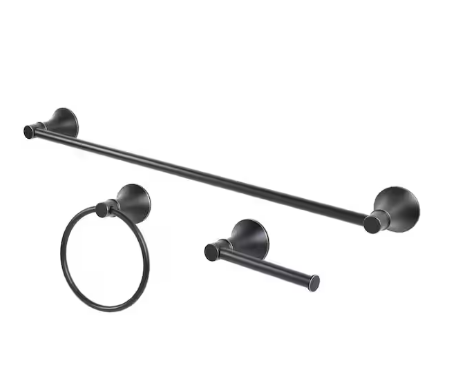 Glacier Bay Sadira 3-Piece Bath Hardware Set with Towel Bar, Paper Holder, Towel Ring in Bronze