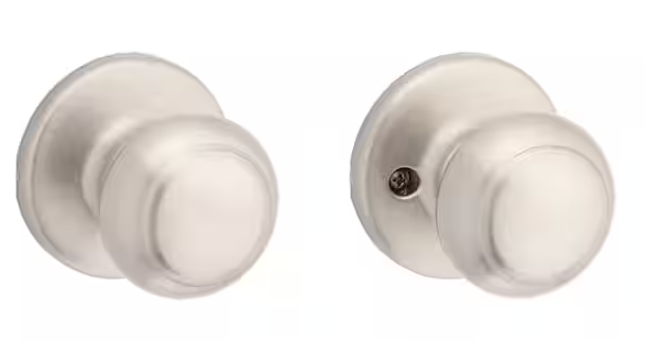 Kwikset Cove Satin Nickel Passage Door Knob for Hall or Closet featuring Microban Technology