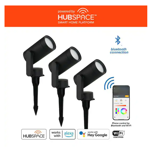 Hampton Bay 10-Watt Equivalent Low Voltage Black Integrated LED Outdoor Landscape Telescoping Spot Light