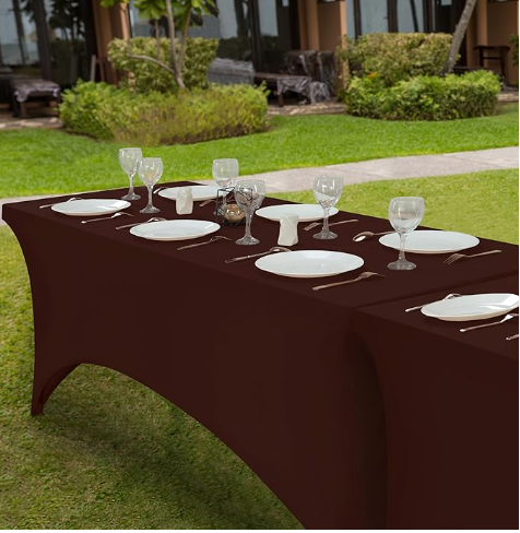 6FT Spandex Tablecloth [1 Pack, Light Coffee] 72Lx30Wx30H
