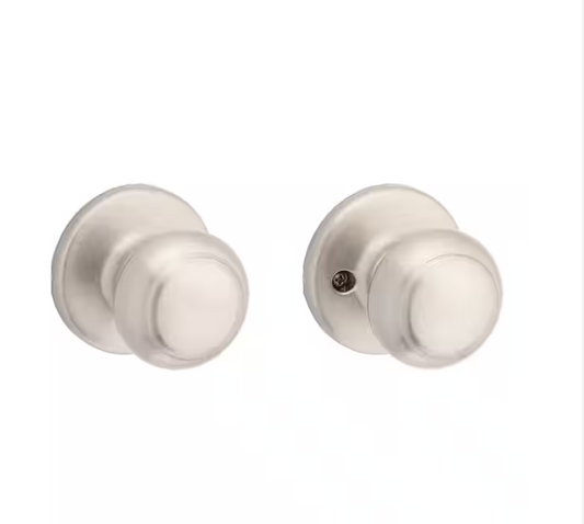 Kwikset Cove Satin Nickel Passage Door Knob for Hall or Closet featuring Microban Technology