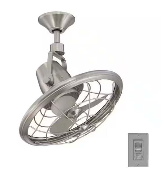 HDC Bentley II 18 in. Indoor/Outdoor Brushed Nickel Oscillating Ceiling Fan with Wall Control