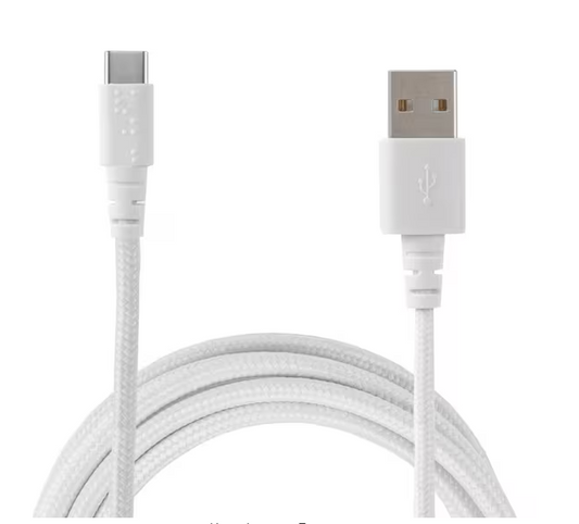 Tech and Go 9 ft. Braided Cable for USB to USB-C