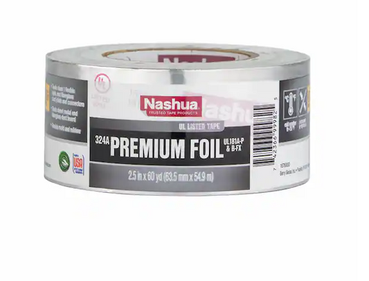 Nashua Tape 2.5 in. x 60 yd. 324A Premium Foil HVAC UL Listed Sealer Duct Tape