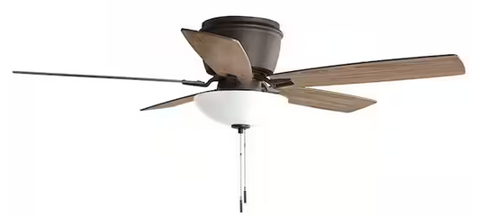 Hampton Bay Melrose 52 in. Indoor LED Hugger Bronze Dry Rated Ceiling Fan with Light Kit and 5 Reversible Blades