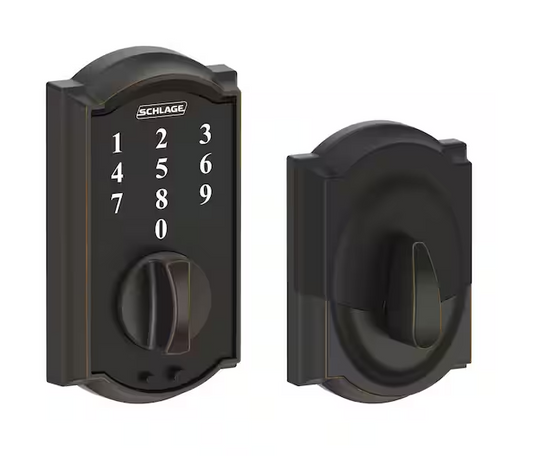 Schlage Camelot Aged Bronze Electronic Touch Keyless Touchscreen Deadbolt with Thumbturn