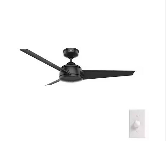 Hunter Trimaran 52 in. Outdoor Matte Black Ceiling Fan with Wall Control Included For Patios or Bedrooms