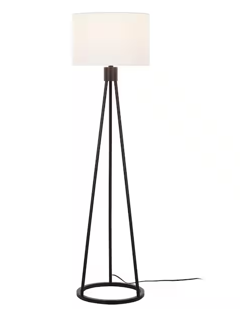 Hampton Bay Higgins 56.25 in. Black Tripod Floor Lamp with Round Base