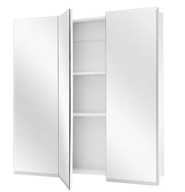 Glacier Bay 24.4 in. W x 25.2 in. H Rectangular Medicine Cabinet with Mirror in Silver with Adjustable Shelves