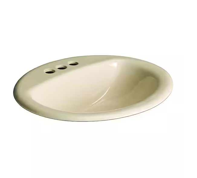 Glacier Bay Aragon 20 in. Drop-In Oval Vitreous China Bathroom Sink in Bone