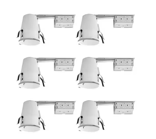H99 4 in. Steel Recessed Lighting Housing for Remodel Ceiling, No Insulation Contact, Air-Tite (6-Pack)