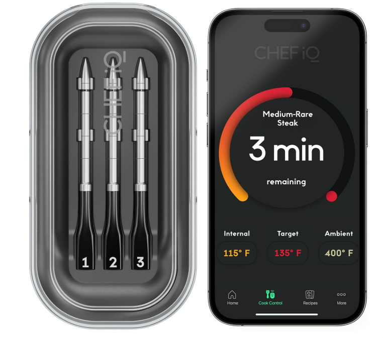 CHEF iQ Sense Smart Wireless Meat Thermometer with 3 Ultra-Thin Probes, Unlimited Range