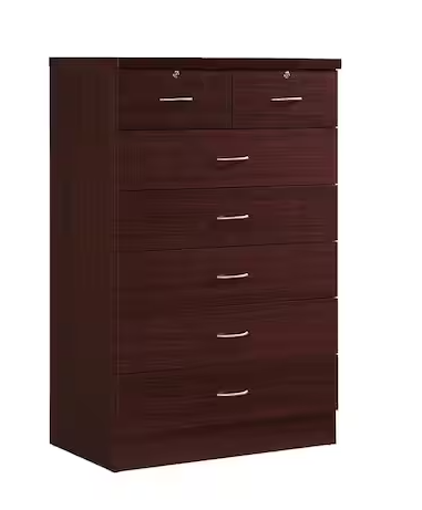 Hodedah 7-Drawer 48 in. H x 31.5 in. W x 18 in. D Chest of Drawer in Mahogany