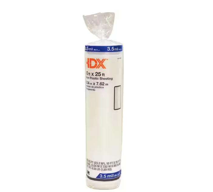 HDX 10 ft. x 25 ft. Clear 3.5 mil Plastic Sheeting