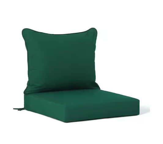 FadingFree (Set of 1) 25 in x 25 in Outdoor Patio Deep Seating Lounge Chair Seat Cushion and Back Pillow Set, Green