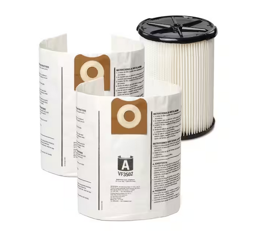 Ridgid Wet Dry Vacuum Filter Kit with General Debris Cartridge Filter and Two Dust Bags for Select 12-16 Gal RIDGID Shop Vacs