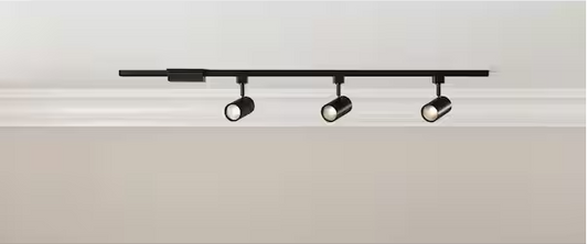 Hampton Bay 4 ft. Black Integrated LED Linear Track Lighting Kit with Cylinder Heads 3-Light