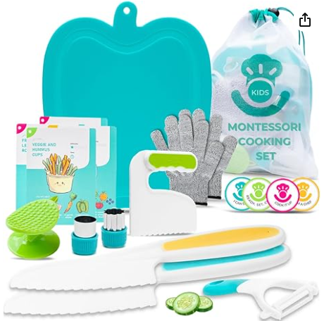 Tovla Jr. Real Toddler Cutting Set – Montessori Kitchen Tools for Kids