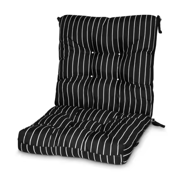 Classic Accessories 21 in. W x 19 in. D Seat x 22.5 in. H Back Patio Chair Cushion in Black Ink, Stripe