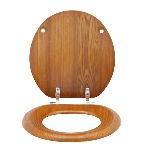 Glacier Bay Round Front Toilet Seat in Oak Veneer