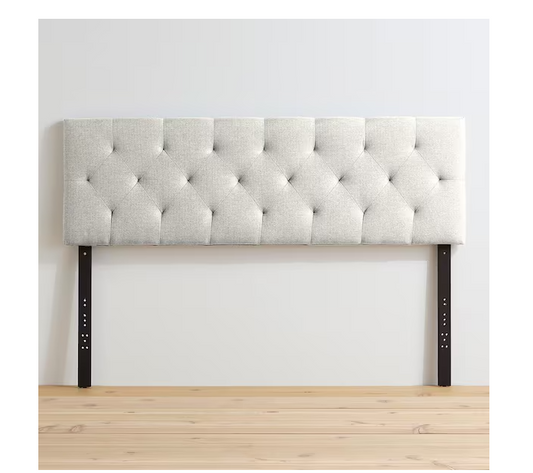 Brookside Kaylee Adjustable Ivory King/Cal King Upholstered Low Profile Headboard with Diamond Tufting