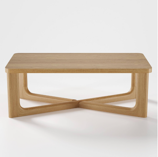 Neutype 50 in. Natural Color Large Rectangle Solid Wood Oak Coffee Table