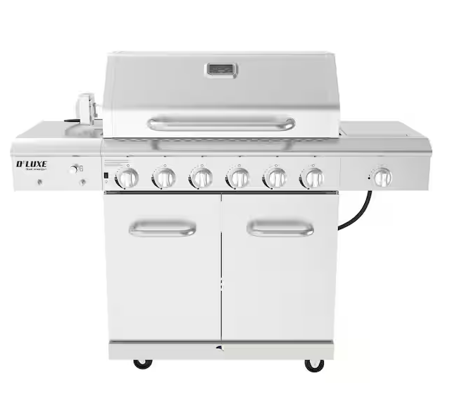 Nexgrill Deluxe 6-Burner Propane Gas Grill in Stainless Steel with Ceramic Searing Side Burner and Rotisserie Kit