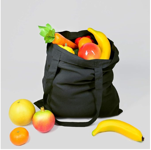 5 Pack 15'' X 16'' Black Cotton Tote Bags