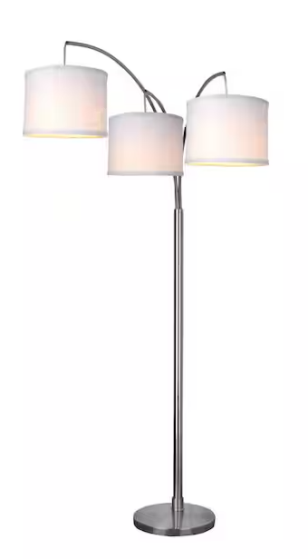 Hampton Bay 78 in. Height 3-Arc Floor Lamp - Brushed Nickel Finish