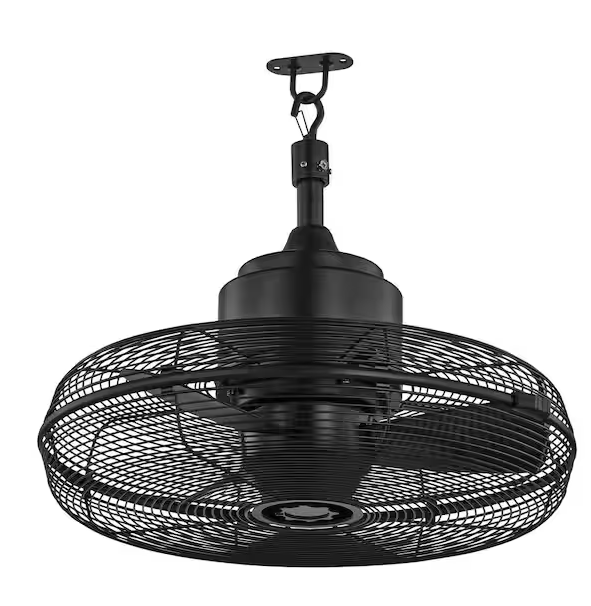 Hampton Bay Conyer 20 in. Indoor/Wet Outdoor 3-Speed Anywhere Fan Matte Black with Convenient Hanging Hook