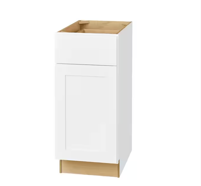 Hampton Bay Avondale 15 in. W x 24 in. D x 34.5 in. H Ready to Assemble Plywood Shaker Base Kitchen Cabinet in Alpine White