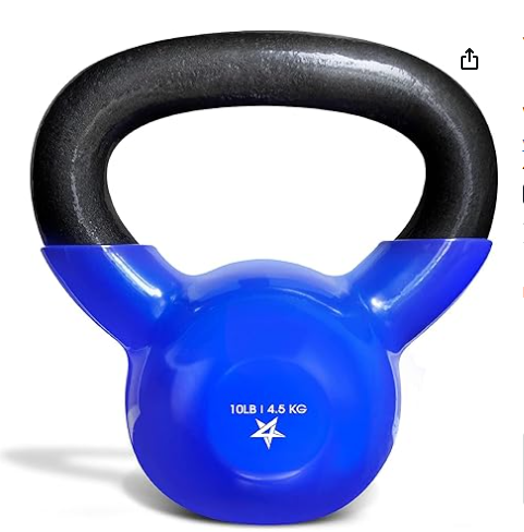 10 lb Kettlebell Weight Vinyl Coated Cast Iron for Dumbbell Weight, Blue