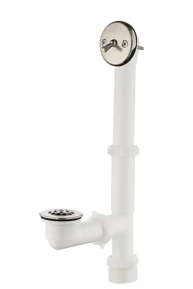 Everbilt Trip Lever 1-1/2 in. White Poly Pipe Bath Waste and Overflow Drain in Brushed Nickel