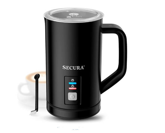 Secura 𝗠𝗶𝗹𝗸 𝗙𝗿𝗼𝘁𝗵𝗲𝗿, Electric Stainless Steel, 8.4oz/250ml Black