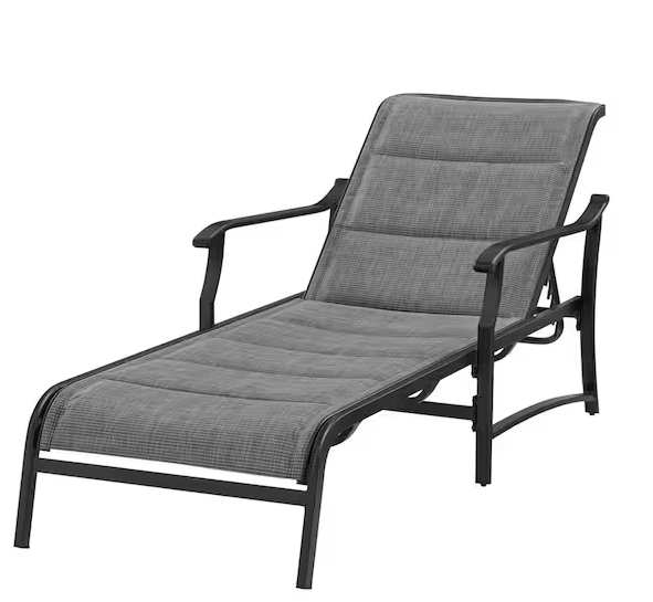 HDC Wyndover Black Aluminum Padded Sling Outdoor Chaise Lounge