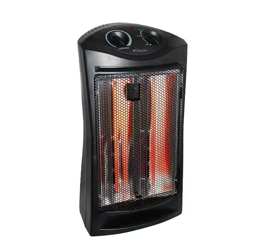 Living Zone 1500-Watt Black Electric Tower Quartz Infrared Space Heater with Thermostat