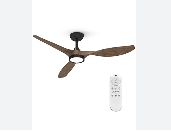 QRMOK R3 52 in. Indoor Ceiling Fan with Light and Remote, Quiet Reversible DC Motor and 3 CCT Light Kit, Black Dark Woodgrain