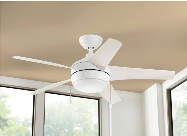 Windward 44 in. LED Indoor Matte White Ceiling Fan with Light Kit