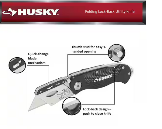 Husky Folding Lock-Back Utility Knife