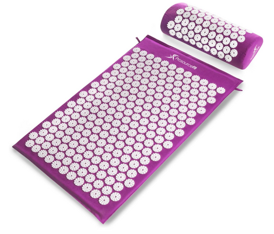 ProsourceFit Acupressure Mat and Pillow Set for Back/Neck Pain Relief and Muscle Relaxation/Purple
