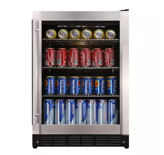 Magic Chef Beverage 23.4 in. 154 (12 oz.) Can Beverage Cooler, Stainless Steel