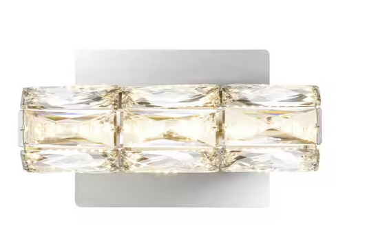 HDC Keighley Integrated LED Chrome and Crystal Indoor Wall Sconce Light Fixture