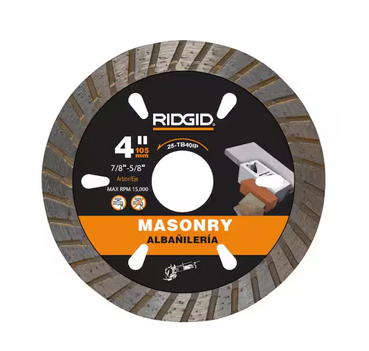 RIDGID 4 in. Masonry Cutting Turbo Rim Diamond Saw Blade