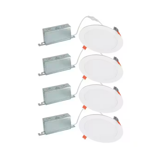 HLBSL 6 in. Can Less Integrated LED, 900 Lumens, 5CCT, White (4-Pack)